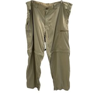 ExOfficio Pants Mens 42x30 Khaki Nylon Hiking Travel Convertible Insect Shield
